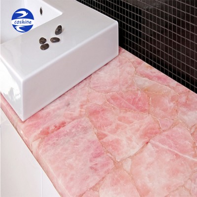 Beautiful design rose quartz stone slab price for countertop